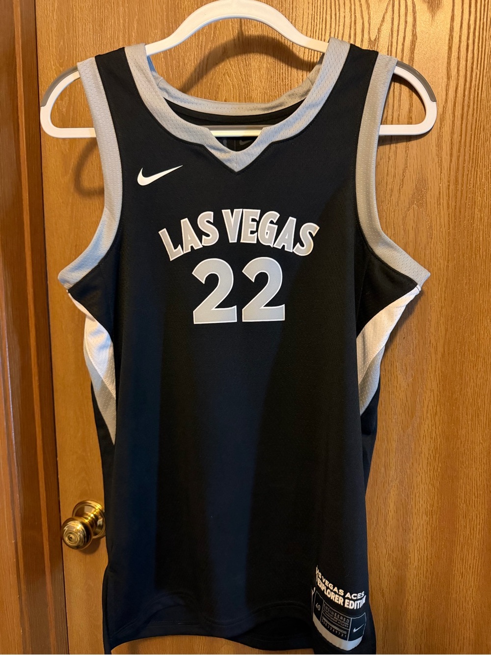 Aja Wilson Las Vegas aces Black and Gray Basketball Jersey #22